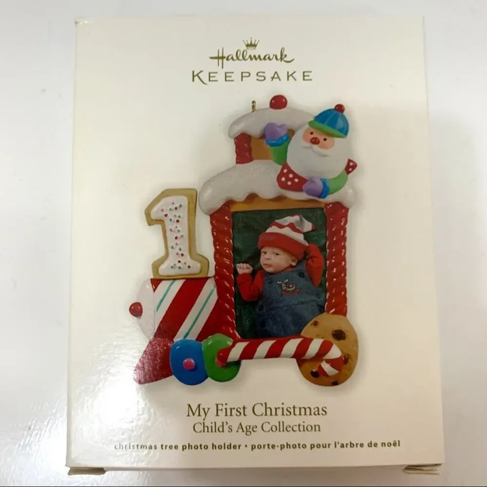 Hallmark Keepsake My First Christmas Train Photo Ornament NIB